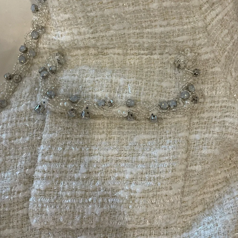 2022 spring Self-Portrait Cream Boucle Mini Dress - Picture 8 of 14